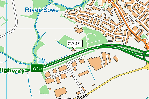 CV3 4EJ map - OS VectorMap District (Ordnance Survey)