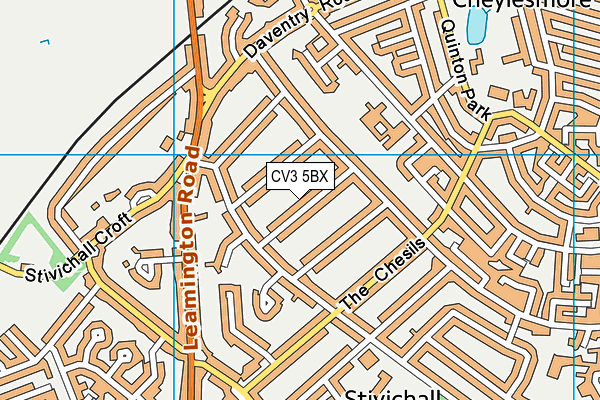 CV3 5BX map - OS VectorMap District (Ordnance Survey)