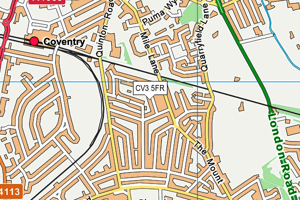 CV3 5FR map - OS VectorMap District (Ordnance Survey)