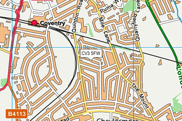 CV3 5FW map - OS VectorMap District (Ordnance Survey)