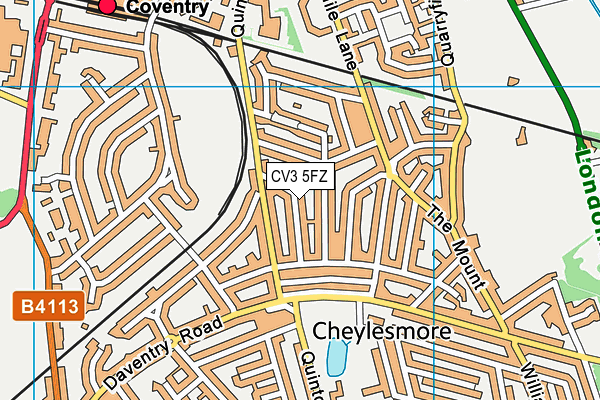 CV3 5FZ map - OS VectorMap District (Ordnance Survey)