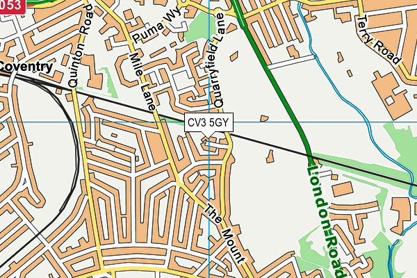 CV3 5GY map - OS VectorMap District (Ordnance Survey)