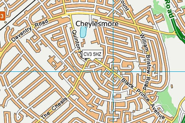 CV3 5HZ map - OS VectorMap District (Ordnance Survey)