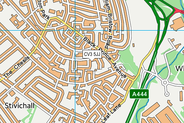 CV3 5JJ map - OS VectorMap District (Ordnance Survey)