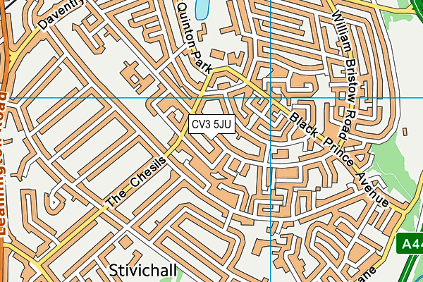 CV3 5JU map - OS VectorMap District (Ordnance Survey)
