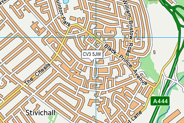 CV3 5JW map - OS VectorMap District (Ordnance Survey)