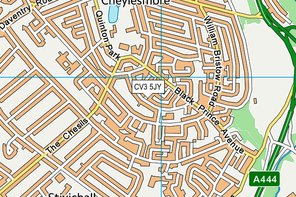 CV3 5JY map - OS VectorMap District (Ordnance Survey)
