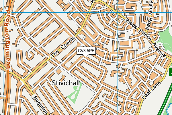 CV3 5PF map - OS VectorMap District (Ordnance Survey)