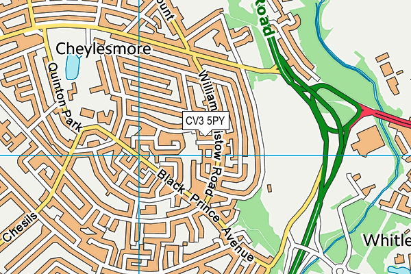 CV3 5PY map - OS VectorMap District (Ordnance Survey)