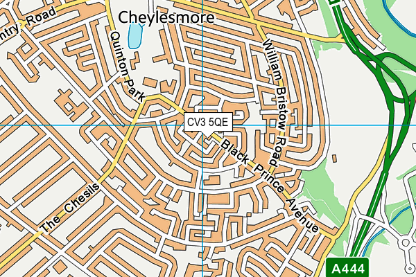 CV3 5QE map - OS VectorMap District (Ordnance Survey)