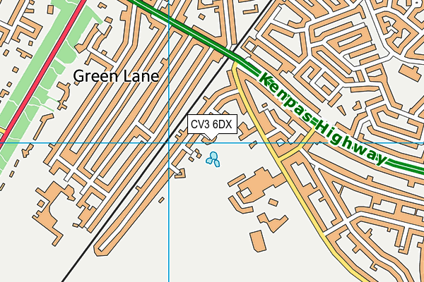 CV3 6DX map - OS VectorMap District (Ordnance Survey)