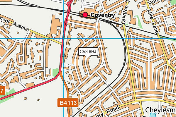 CV3 6HJ map - OS VectorMap District (Ordnance Survey)