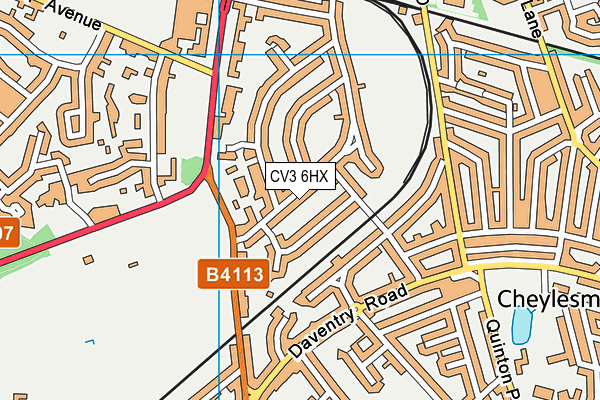 CV3 6HX map - OS VectorMap District (Ordnance Survey)