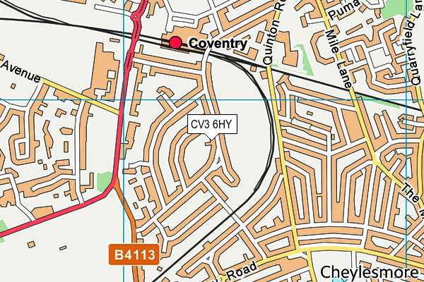 CV3 6HY map - OS VectorMap District (Ordnance Survey)