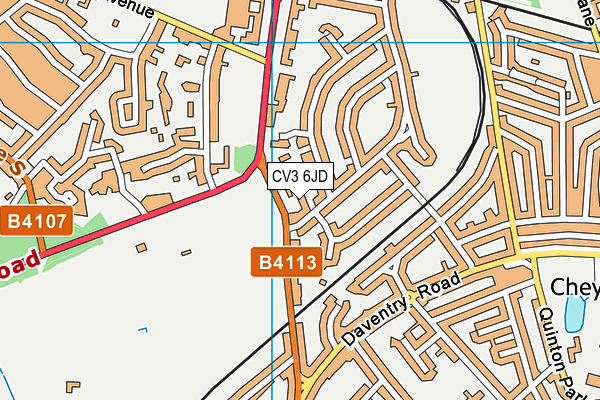 CV3 6JD map - OS VectorMap District (Ordnance Survey)