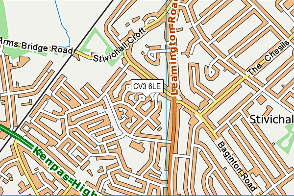 CV3 6LE map - OS VectorMap District (Ordnance Survey)