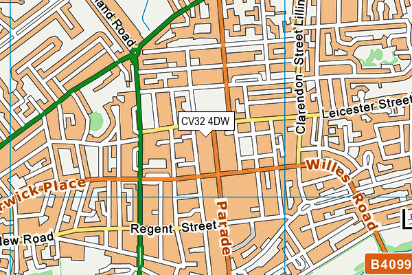 Christchurch Gardens map (CV32 4DW) - OS VectorMap District (Ordnance Survey)