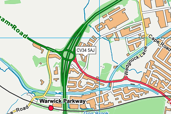 CV34 5AJ map - OS VectorMap District (Ordnance Survey)