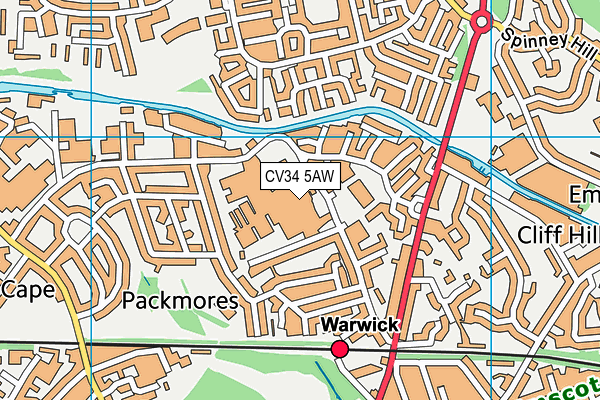 CV34 5AW map - OS VectorMap District (Ordnance Survey)