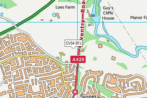 CV34 5FJ map - OS VectorMap District (Ordnance Survey)