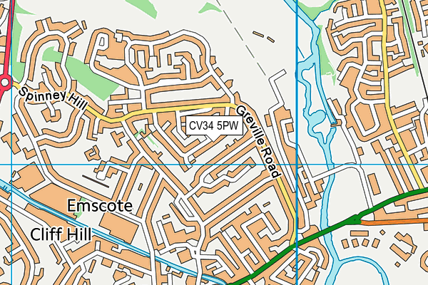 CV34 5PW map - OS VectorMap District (Ordnance Survey)