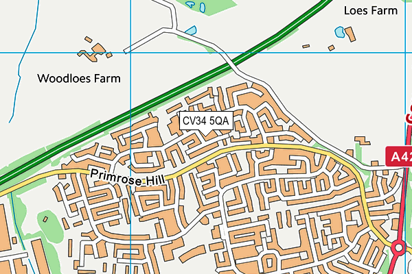 CV34 5QA map - OS VectorMap District (Ordnance Survey)