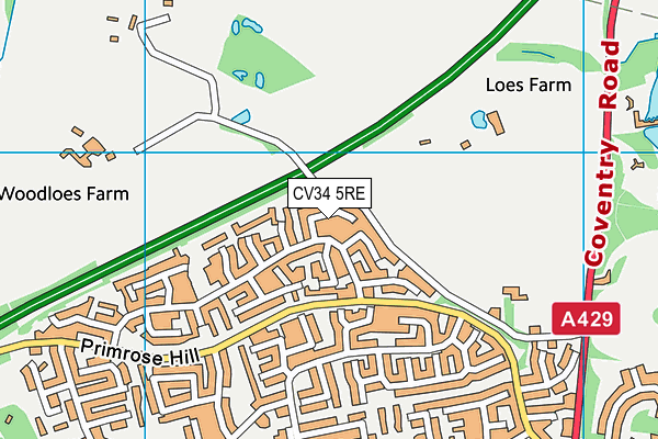 CV34 5RE map - OS VectorMap District (Ordnance Survey)