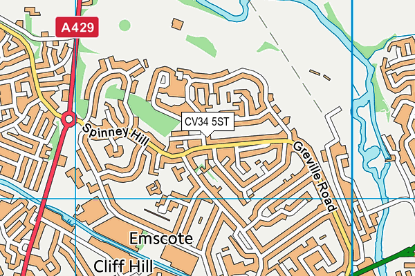 CV34 5ST map - OS VectorMap District (Ordnance Survey)