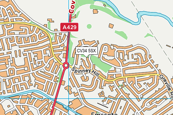 CV34 5SX map - OS VectorMap District (Ordnance Survey)