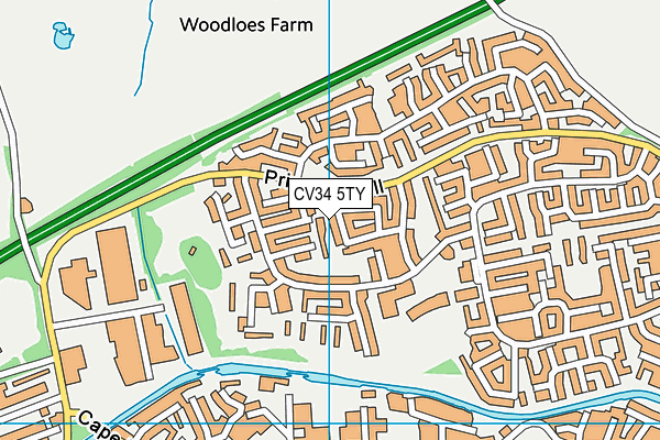 CV34 5TY map - OS VectorMap District (Ordnance Survey)