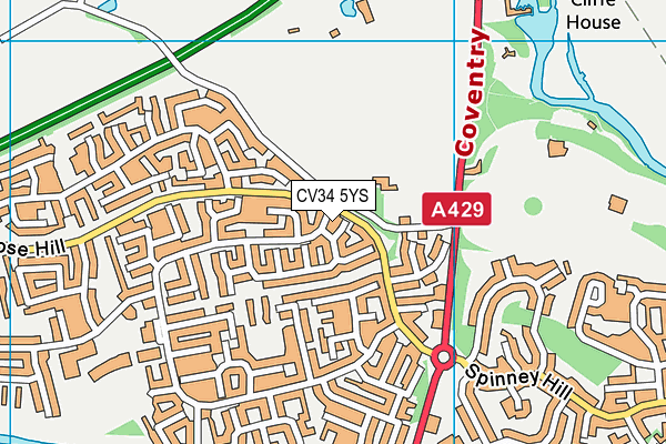 CV34 5YS map - OS VectorMap District (Ordnance Survey)