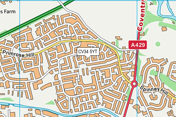 CV34 5YT map - OS VectorMap District (Ordnance Survey)