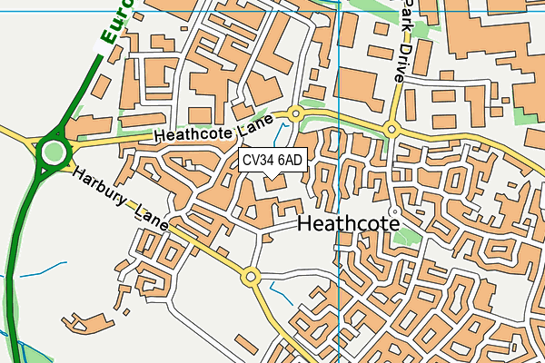 Nuffield Health (Warwick) map (CV34 6AD) - OS VectorMap District (Ordnance Survey)