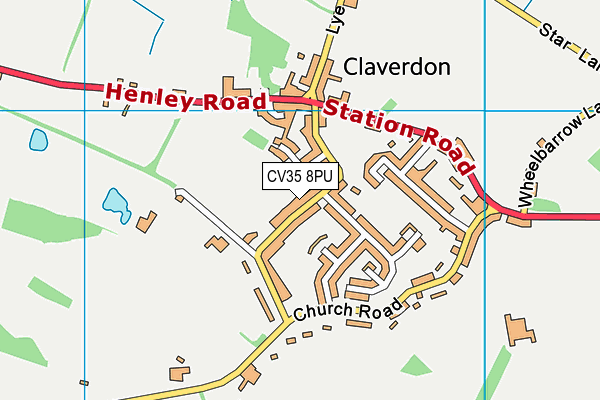 Claverdon Cricket Club map (CV35 8PU) - OS VectorMap District (Ordnance Survey)