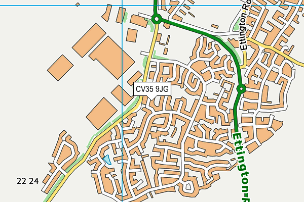 CV35 9JG map - OS VectorMap District (Ordnance Survey)