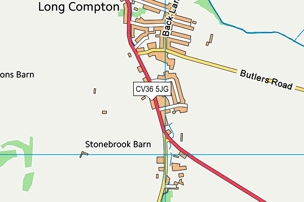 CV36 5JG map - OS VectorMap District (Ordnance Survey)