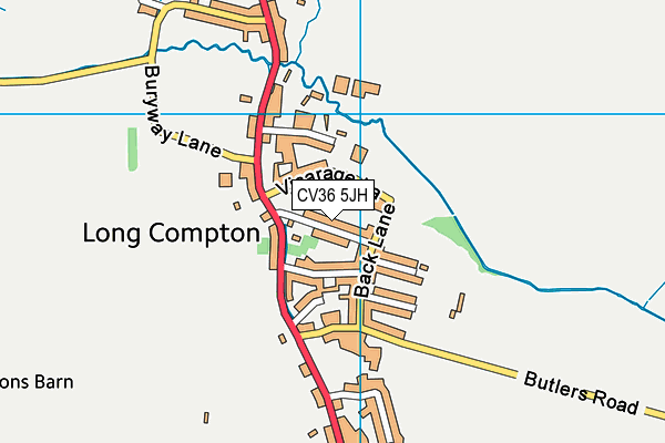 CV36 5JH map - OS VectorMap District (Ordnance Survey)