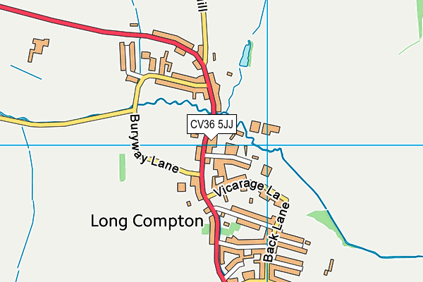 CV36 5JJ map - OS VectorMap District (Ordnance Survey)