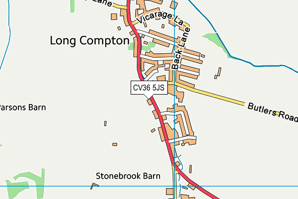 CV36 5JS map - OS VectorMap District (Ordnance Survey)