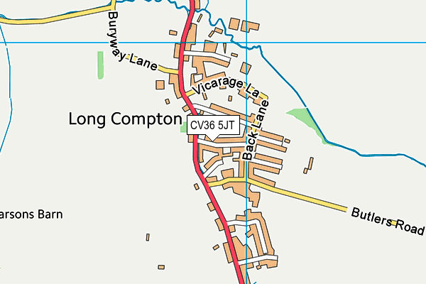 CV36 5JT map - OS VectorMap District (Ordnance Survey)