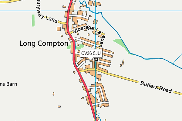 CV36 5JU map - OS VectorMap District (Ordnance Survey)