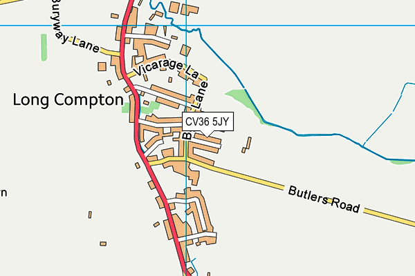 CV36 5JY map - OS VectorMap District (Ordnance Survey)