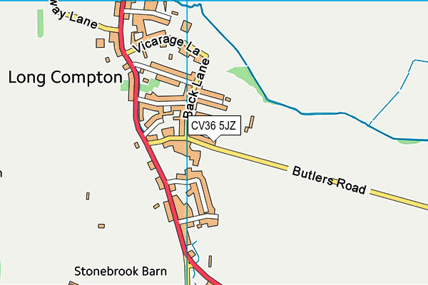 CV36 5JZ map - OS VectorMap District (Ordnance Survey)