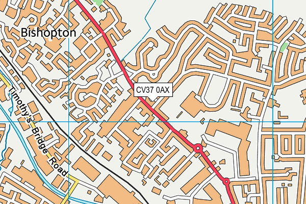 CV37 0AX map - OS VectorMap District (Ordnance Survey)