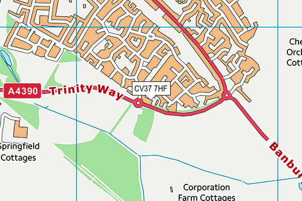 CV37 7HF map - OS VectorMap District (Ordnance Survey)