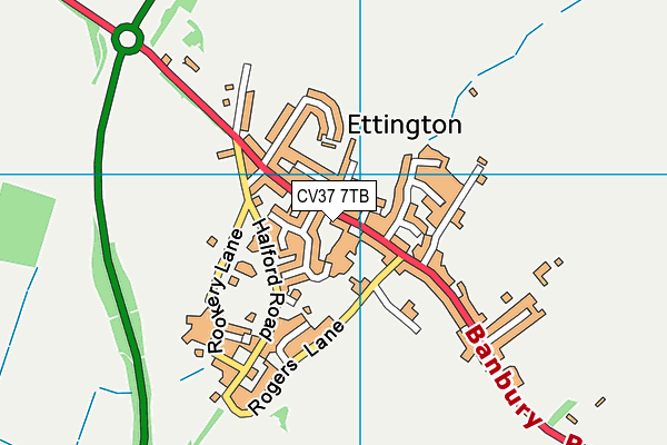 CV37 7TB map - OS VectorMap District (Ordnance Survey)