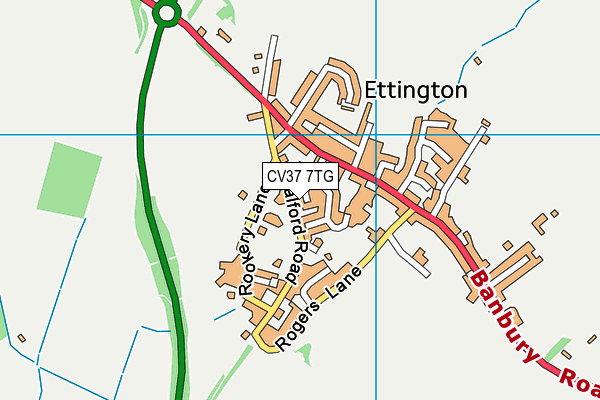 CV37 7TG map - OS VectorMap District (Ordnance Survey)