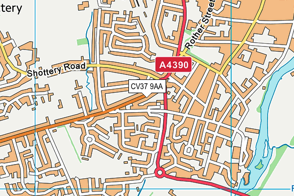 CV37 9AA map - OS VectorMap District (Ordnance Survey)