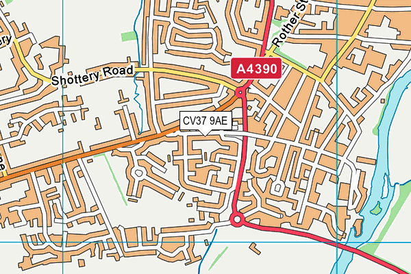 CV37 9AE map - OS VectorMap District (Ordnance Survey)