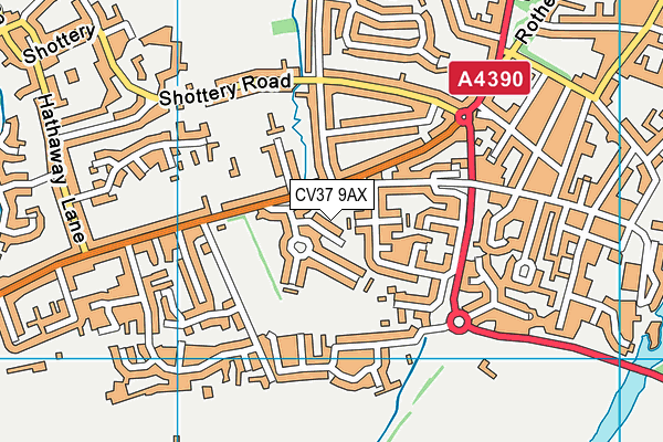 CV37 9AX map - OS VectorMap District (Ordnance Survey)